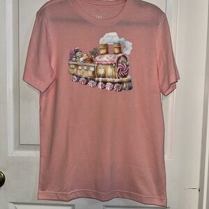 NWOT Handcrafted Christmas Candy Train Shirt Small